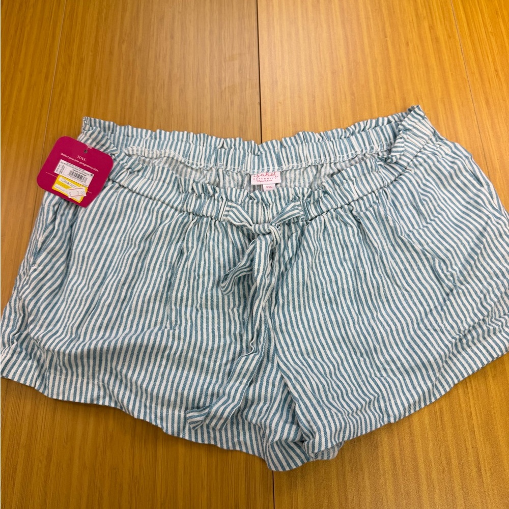 Women’s Isabel Maternity The Front Pull On Short White Blue Stripe 0R1G5 XXL